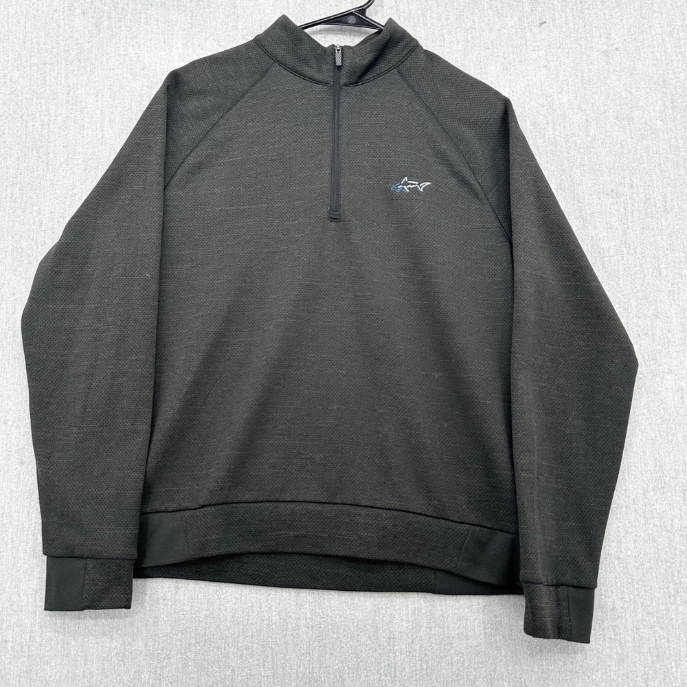 Greg Norman Quarter Zip Mens Medium Gray Shark Logo Pullover Fleece Lined